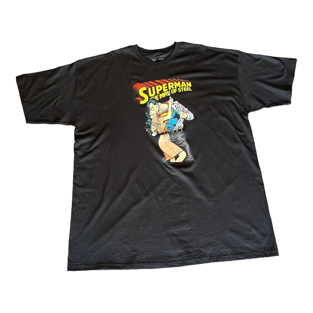Superman Lois Lane Kiss Graphic T SHIRT XXXL Men's Women's Black TEE 100% Cotton